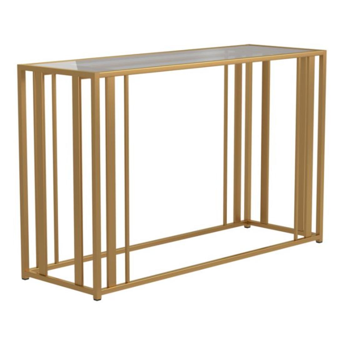 Coaster Furniture Adri 723609 Glass Top Entryway Sofa Console Table - Matte Brass IMAGE 1